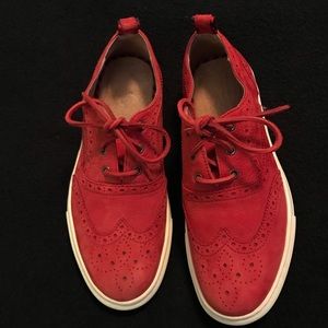 Ralph Lauren Polo Men’s 7.5 Red Jarrod Wing Tip Shoes Milled Nubuck